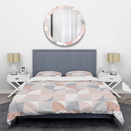 Designart 'Round geometric textured pattern' Mid-Century Duvet Cover Set